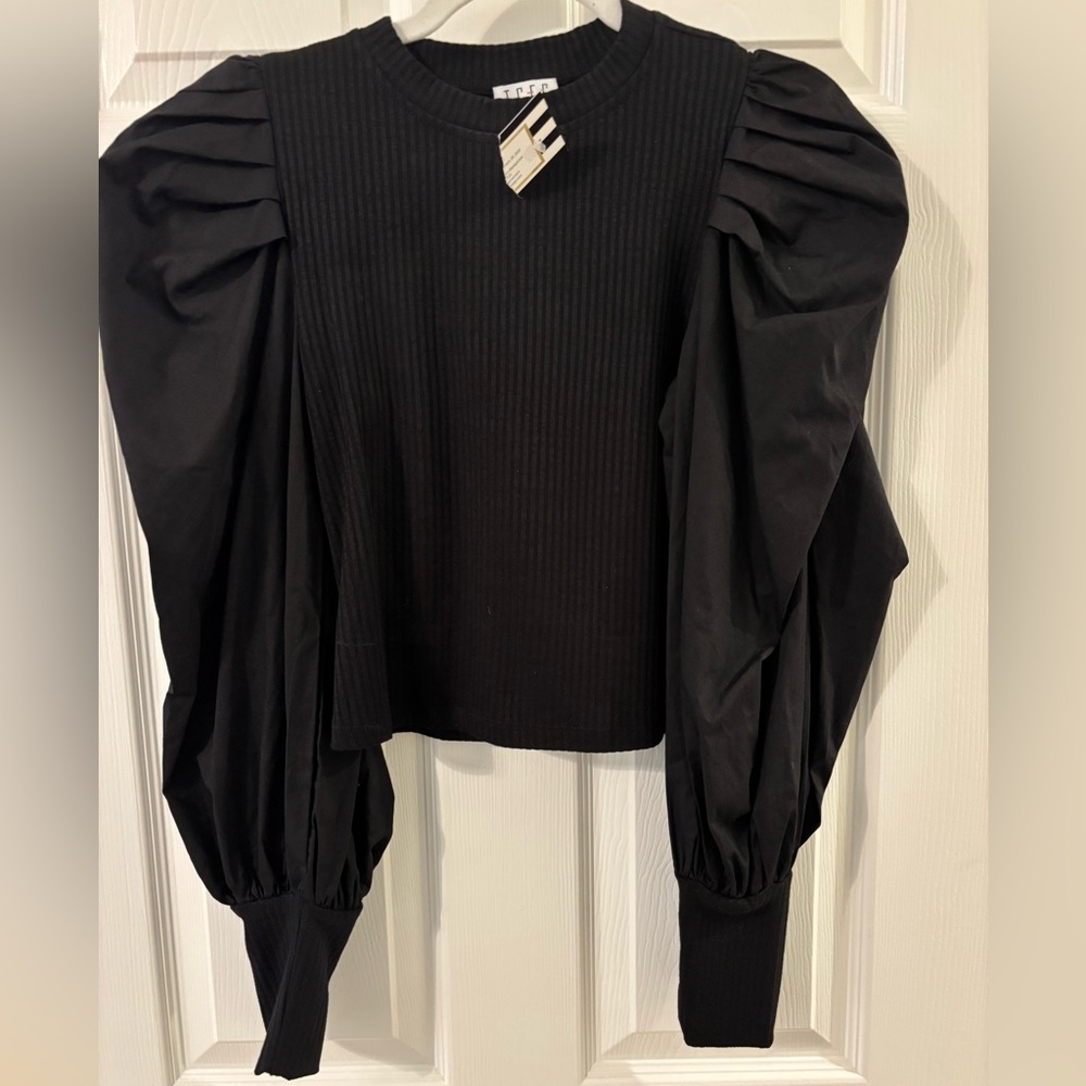 TCEC Black Puff Sleeve Blouse